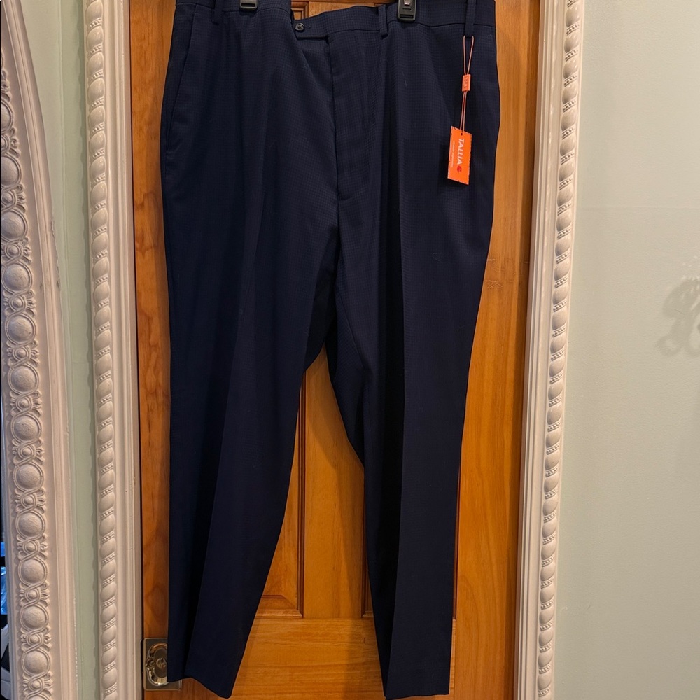 TALLIA Men's Navy Dress Pants with Subtle Texture